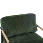 MAYEERTYChaise d'appoint moderne, coussins moelleux, cadre en métal minimaliste, accoudoirs en bois, pour salon, chambre, bureau