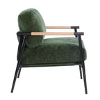 MAYEERTYChaise d'appoint moderne, coussins moelleux, cadre en métal minimaliste, accoudoirs en bois, pour salon, chambre, bureau