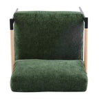 MAYEERTYChaise d'appoint moderne, coussins moelleux, cadre en métal minimaliste, accoudoirs en bois, pour salon, chambre, bureau