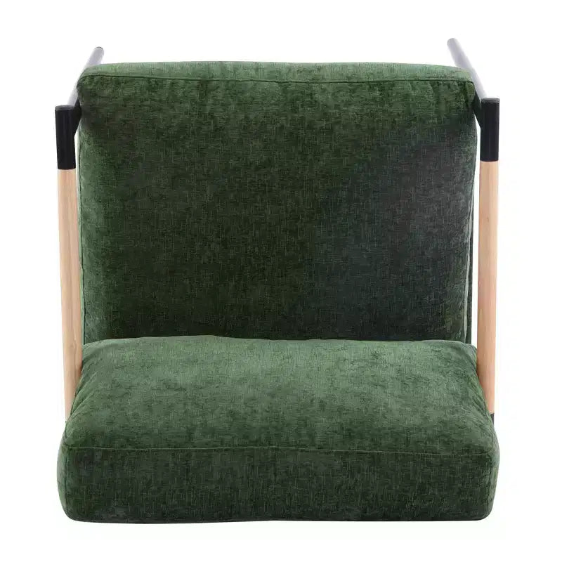 MAYEERTYChaise d'appoint moderne, coussins moelleux, cadre en métal minimaliste, accoudoirs en bois, pour salon, chambre, bureau
