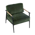 MAYEERTYChaise d'appoint moderne, coussins moelleux, cadre en métal minimaliste, accoudoirs en bois, pour salon, chambre, bureau
