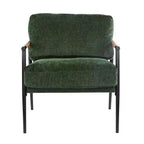 MAYEERTYChaise d'appoint moderne, coussins moelleux, cadre en métal minimaliste, accoudoirs en bois, pour salon, chambre, bureau