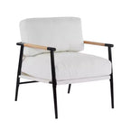 MAYEERTYChaise d'appoint moderne, coussins moelleux, cadre en métal minimaliste, accoudoirs en bois, pour salon, chambre, bureau
