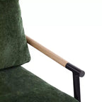 MAYEERTYChaise d'appoint moderne, coussins moelleux, cadre en métal minimaliste, accoudoirs en bois, pour salon, chambre, bureau