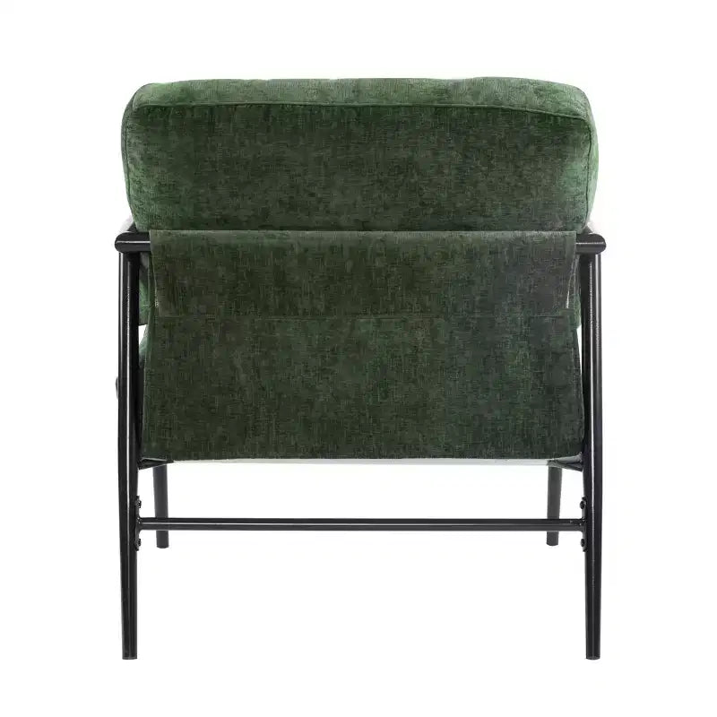 MAYEERTYChaise d'appoint moderne, coussins moelleux, cadre en métal minimaliste, accoudoirs en bois, pour salon, chambre, bureau