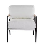 MAYEERTYChaise d'appoint moderne, coussins moelleux, cadre en métal minimaliste, accoudoirs en bois, pour salon, chambre, bureau