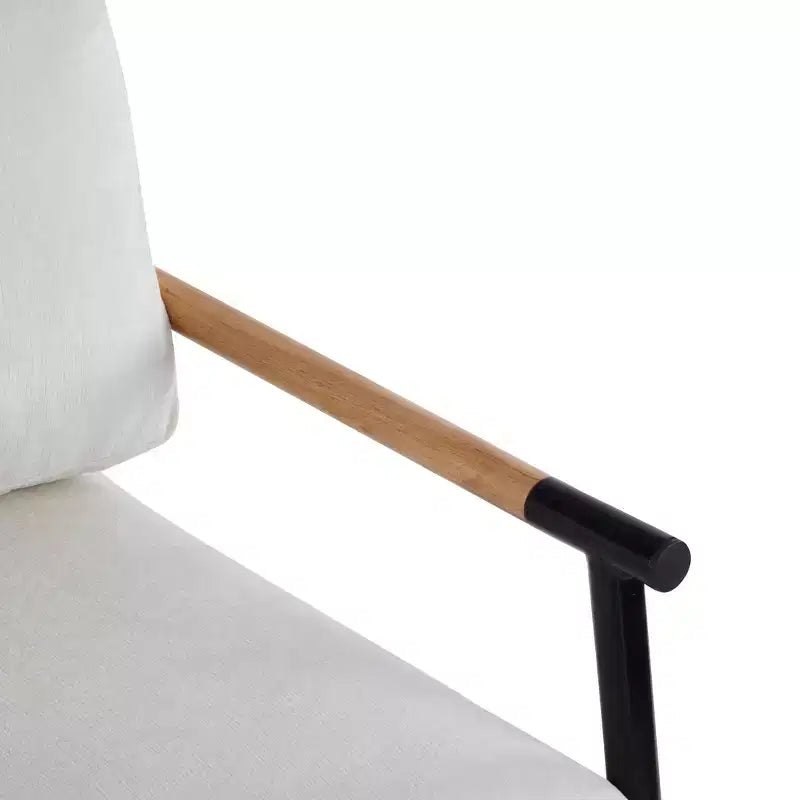 MAYEERTYChaise d'appoint moderne, coussins moelleux, cadre en métal minimaliste, accoudoirs en bois, pour salon, chambre, bureau