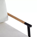 MAYEERTYChaise d'appoint moderne, coussins moelleux, cadre en métal minimaliste, accoudoirs en bois, pour salon, chambre, bureau