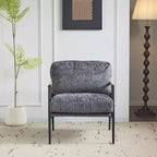 MAYEERTYChaise d'appoint moderne, coussins moelleux, cadre en métal minimaliste, accoudoirs en bois, pour salon, chambre, bureau