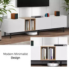 Meuble TV moderne MAYEERTY pour téléviseur de 80 pouces avec 3 portes, centre de divertissement avec grand meuble de rangement pour salon chambre blanc