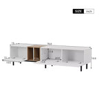 Meuble TV moderne MAYEERTY pour téléviseur de 80 pouces avec 3 portes, centre de divertissement avec grand meuble de rangement pour salon chambre blanc
