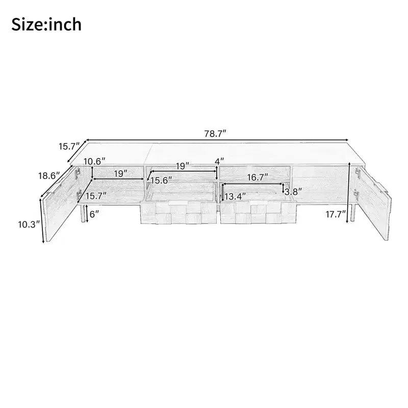 MAYEERTY Meuble TV de style scandinave avec 2 tiroirs, console multimédia pour TV jusqu'à 85", centre de divertissement avec rangement pour salon