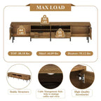 MAYEERTY Meuble TV de style scandinave avec 2 tiroirs, console multimédia pour TV jusqu'à 85", centre de divertissement avec rangement pour salon