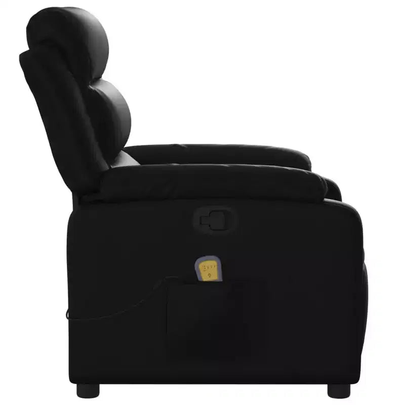 vidaXL Fauteuil inclinable de massage en similicuir noir, manuel et inclinable