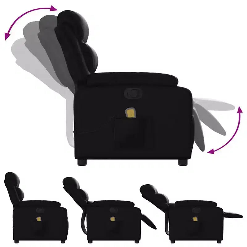 vidaXL Fauteuil inclinable de massage en similicuir noir, manuel et inclinable