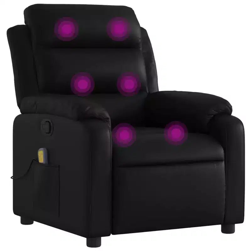 vidaXL Fauteuil inclinable de massage en similicuir noir, manuel et inclinable