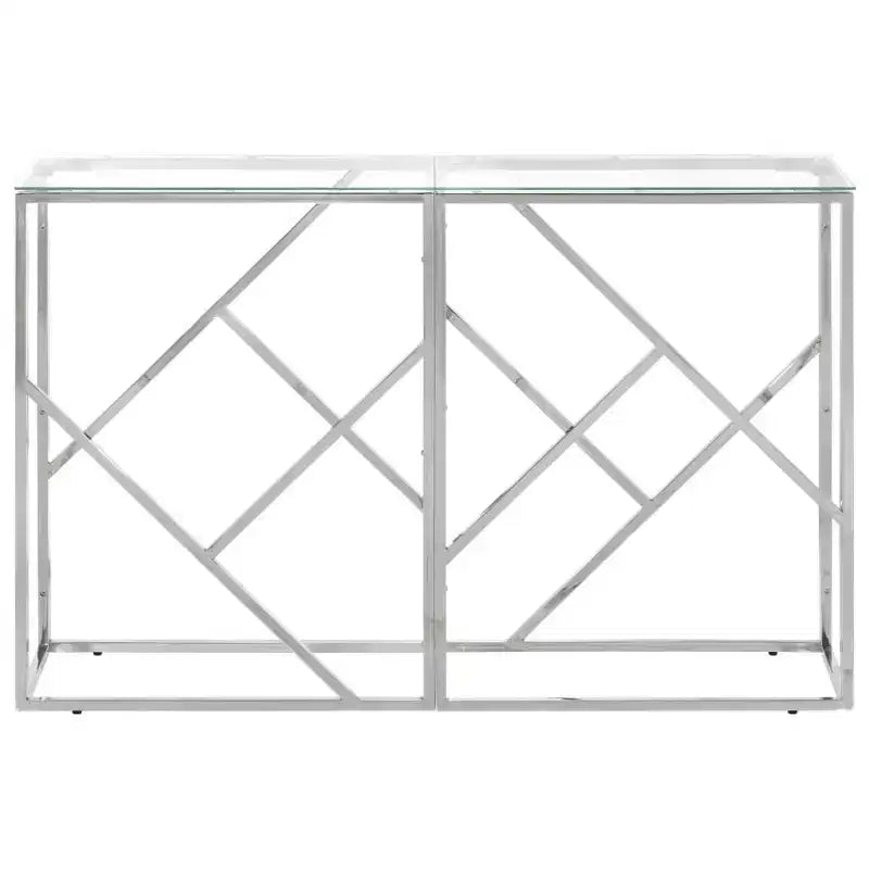 vidaXL Console Table, Table d'entrée, Salon, Acier inoxydable et Verre trempé