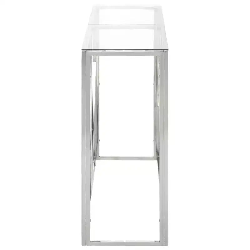 vidaXL Console Table, Table d'entrée, Salon, Acier inoxydable et Verre trempé