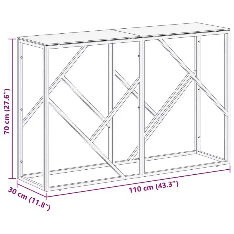 vidaXL Console Table, Table d'entrée, Salon, Acier inoxydable et Verre trempé
