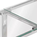 vidaXL Console Table, Table d'entrée, Salon, Acier inoxydable et Verre trempé