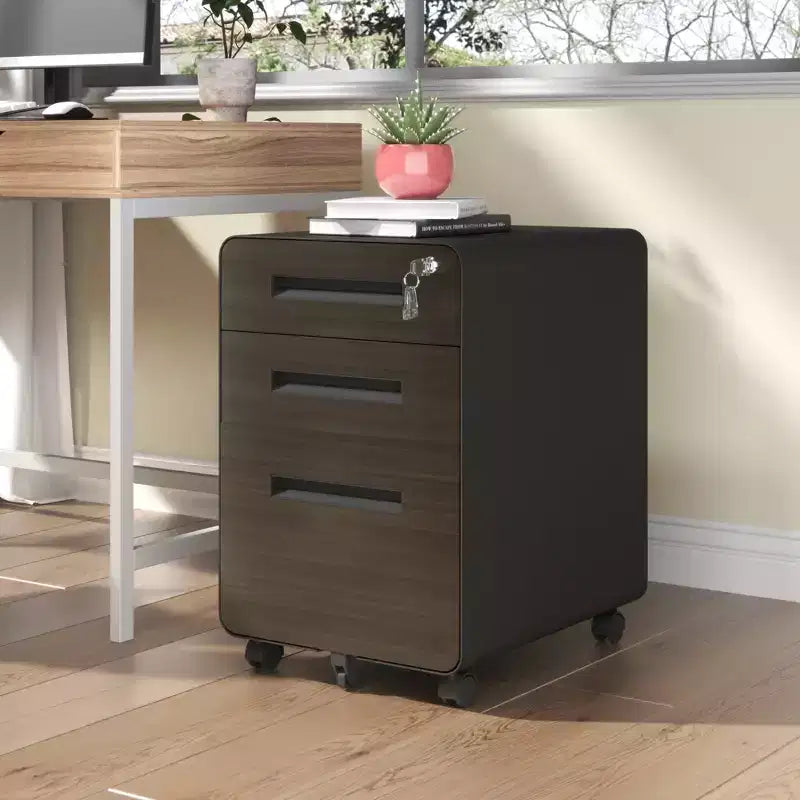Meuble de rangement mobile 23H avec serrure - Entièrement en acier, entièrement assemblé, conception anti-basculement et roulettes verrouillables, compatible A4/Lettre, pour la maison/le bureau (noir)