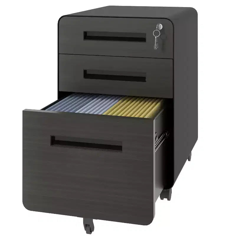 Meuble de rangement mobile 23H avec serrure - Entièrement en acier, entièrement assemblé, conception anti-basculement et roulettes verrouillables, compatible A4/Lettre, pour la maison/le bureau (noir)