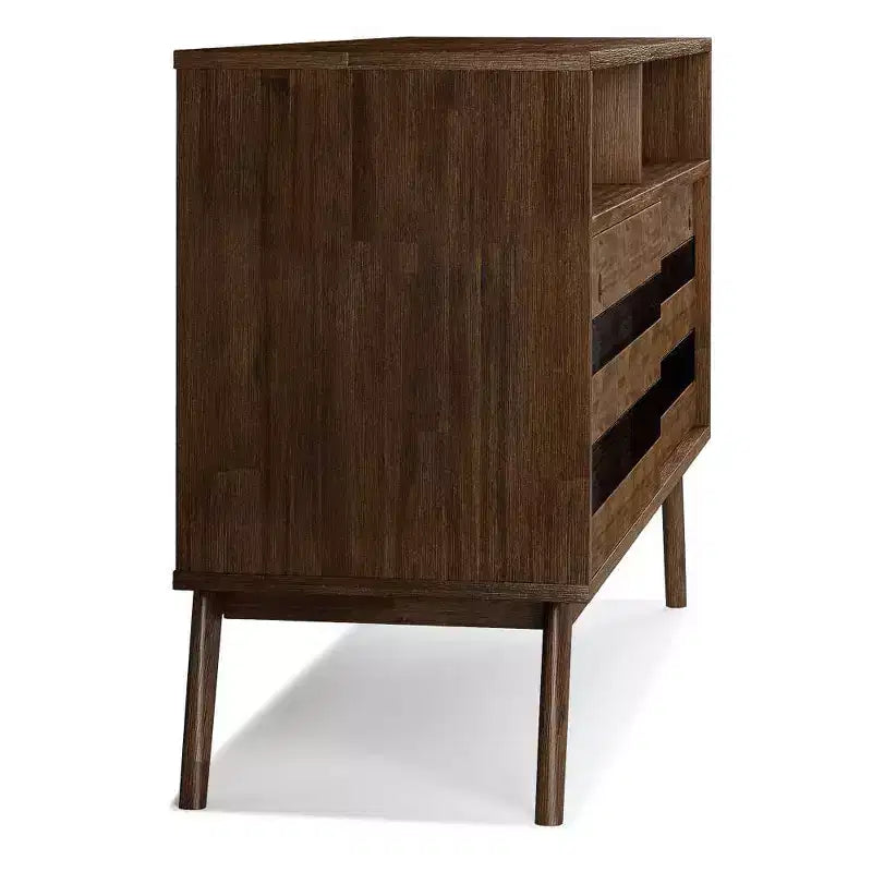 Meuble TV Wright pour téléviseurs jusqu'à 60" Brun vieilli naturel rustique - WyndenHall : Bois d'acacia, gestion des câbles, étagères réglables