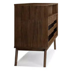Meuble TV Wright pour téléviseurs jusqu'à 60" Brun vieilli naturel rustique - WyndenHall : Bois d'acacia, gestion des câbles, étagères réglables