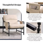 Fauteuil d'appoint FERPIT avec assise en tissu et structure métallique, style moderne