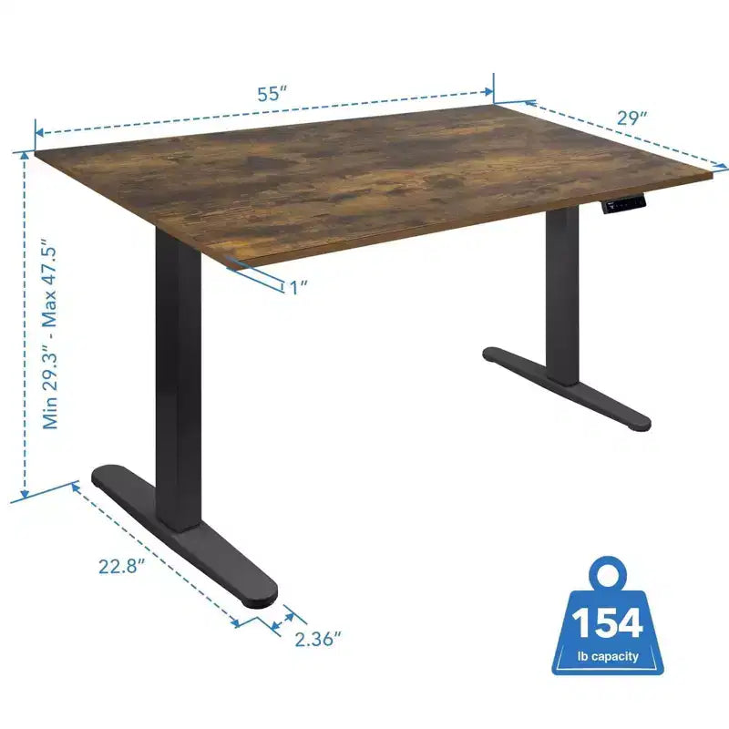 Mount-It! Bureau électrique assis-debout avec plateau - Noir/Chêne